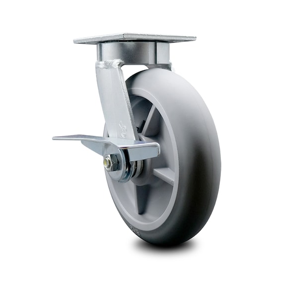8 Inch Kingpinless Thermoplastic Rubber Wheel Swivel Caster with Brake SCC